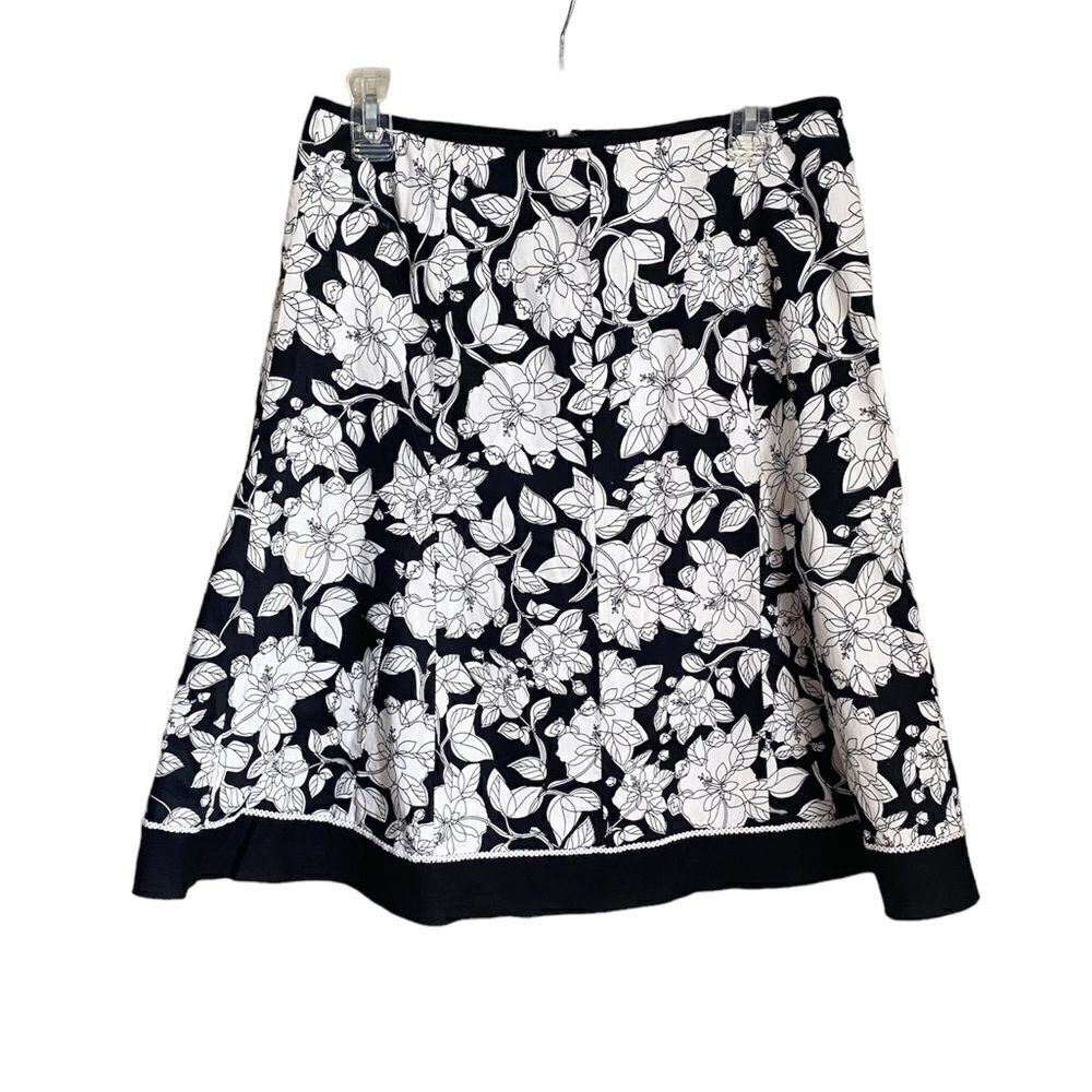 Dress Barn Skirt Black White Floral 8